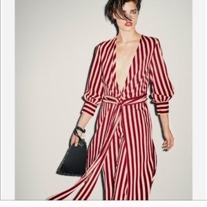 Zara Maroon striped pants xs